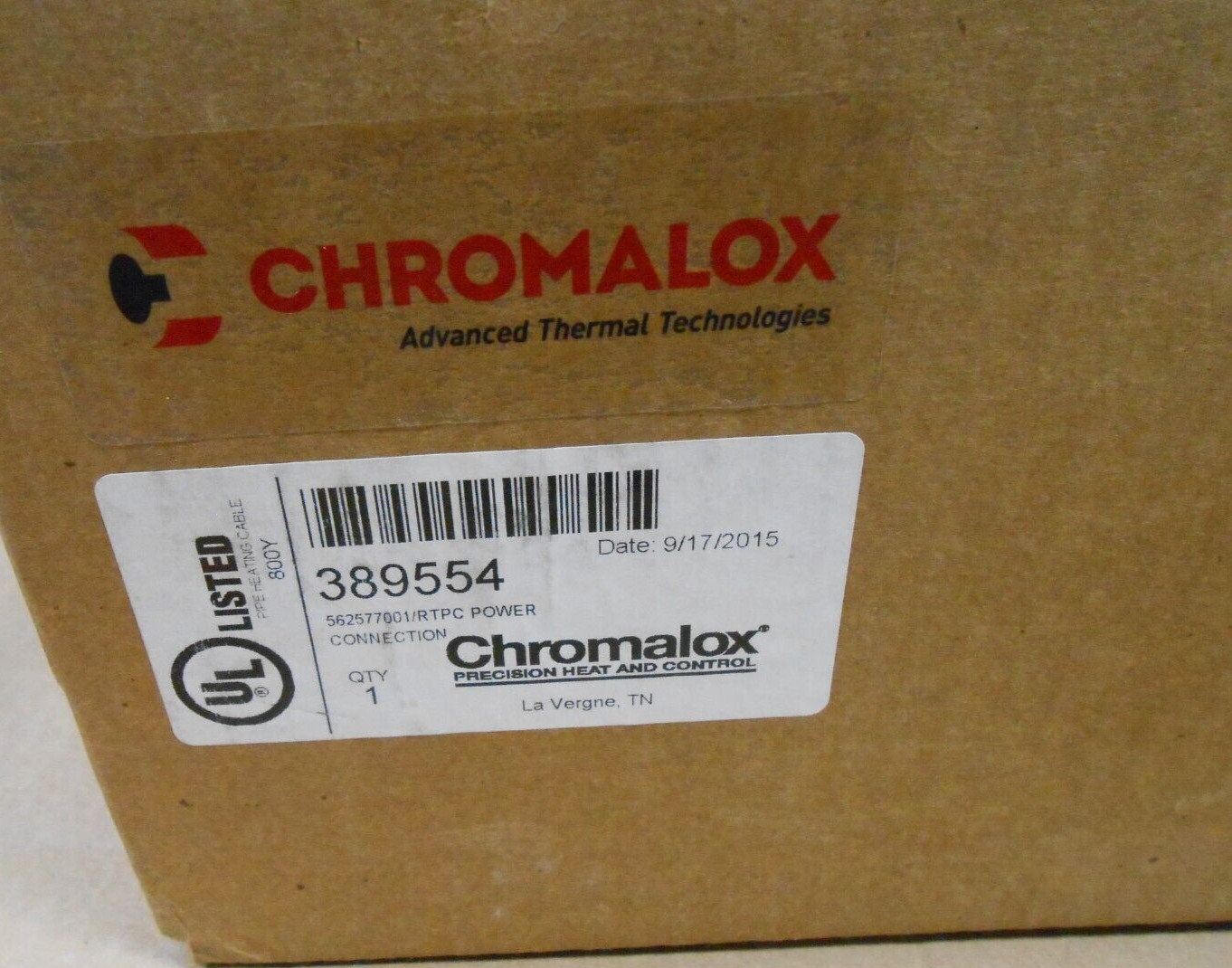 NIB CHROMALOX 389554 POWER CONNECTION KIT NEMA 4X ENCLOSURE (2 AVAILABLE)