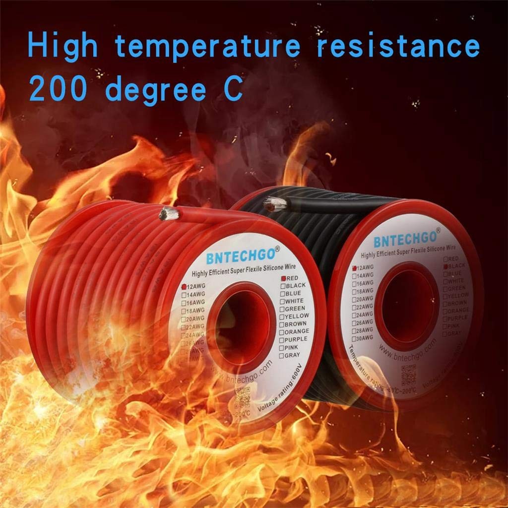 Bntechgo 12 Gauge Silicone Wire Spool Red And Black Each 25Ft Flexible