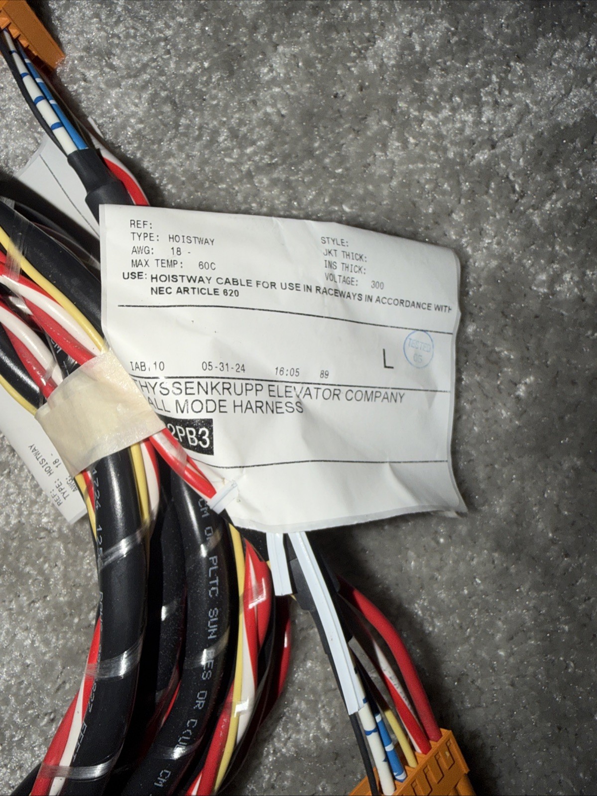 Draka Elevator Products 462PB3 Harness Kit ELPF462PB3 – 16FT – New