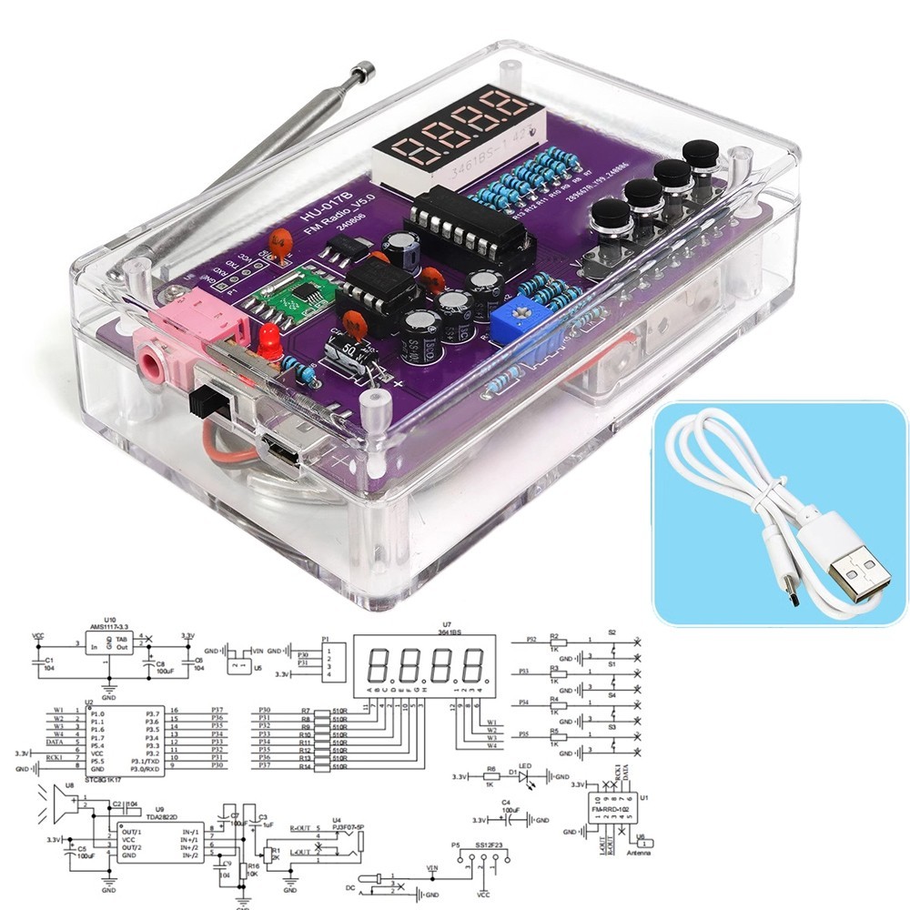 DIY FM Radio Electronic Kit Adjustable Frequency 87-108MHz Digital Display US