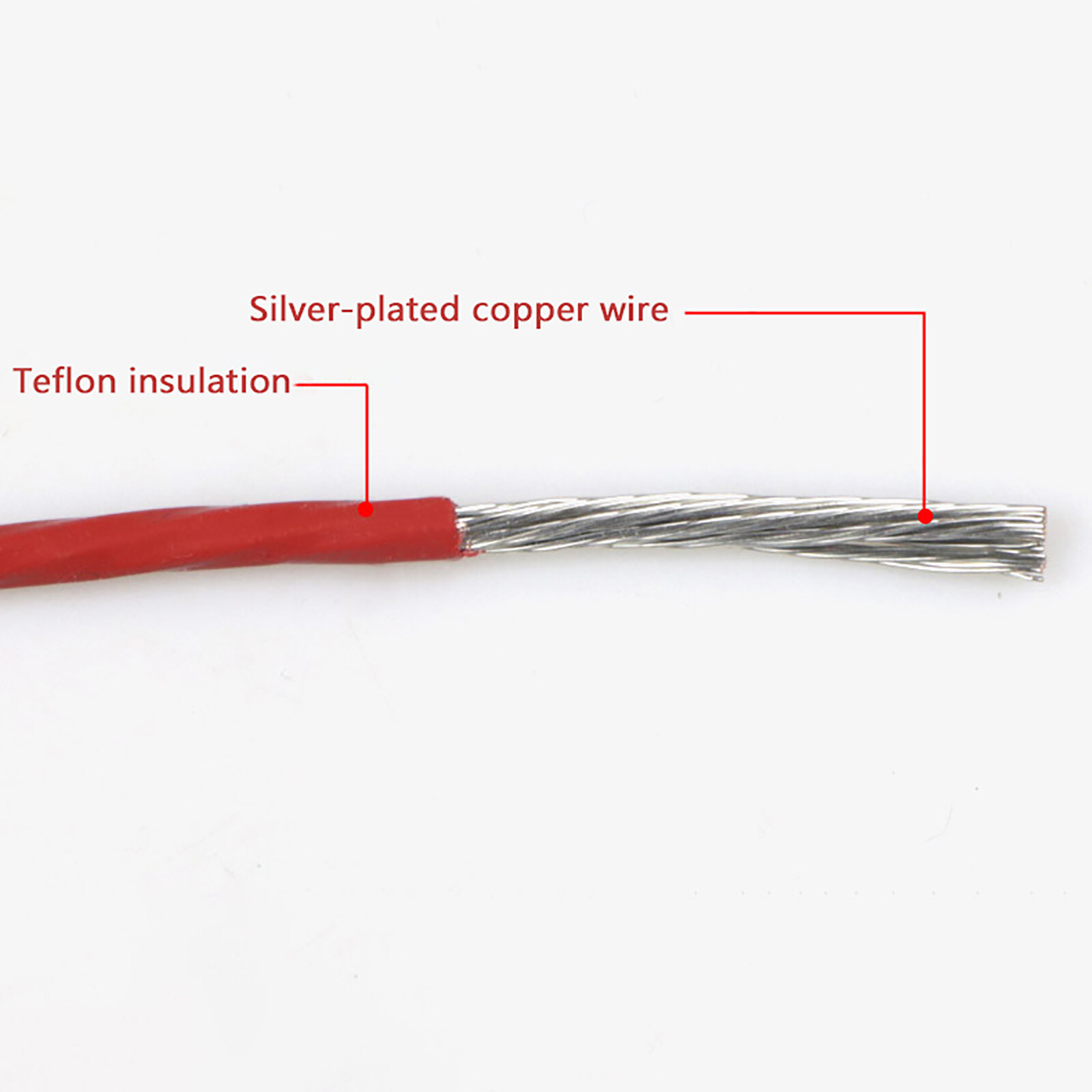 7-30AWG PTFE Silver-Plated Copper Stranded Electrical Wire Cable DIY Audio Wire