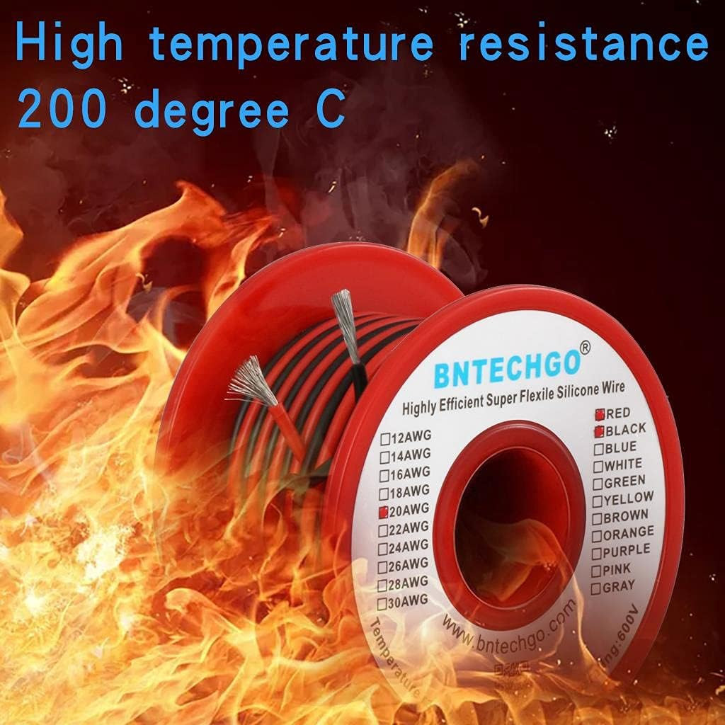 20 Gauge Silicone Wire Spool Red and Black Each 25Ft 2 Separate Wires Flexible 2