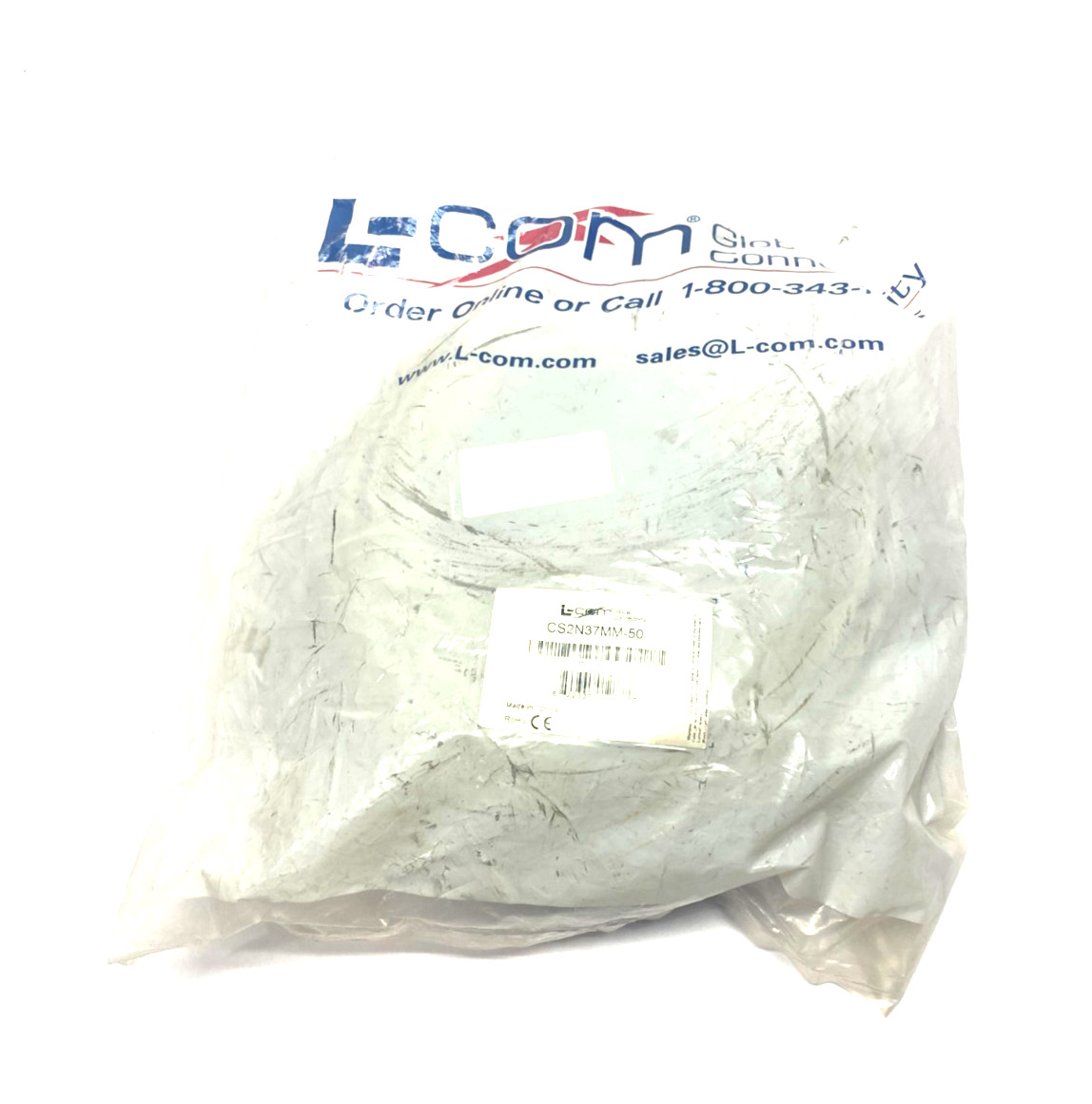 L-Com CS2N37MM-50 Premium Molded D-Sub Cable DB37 Male/Male 50′