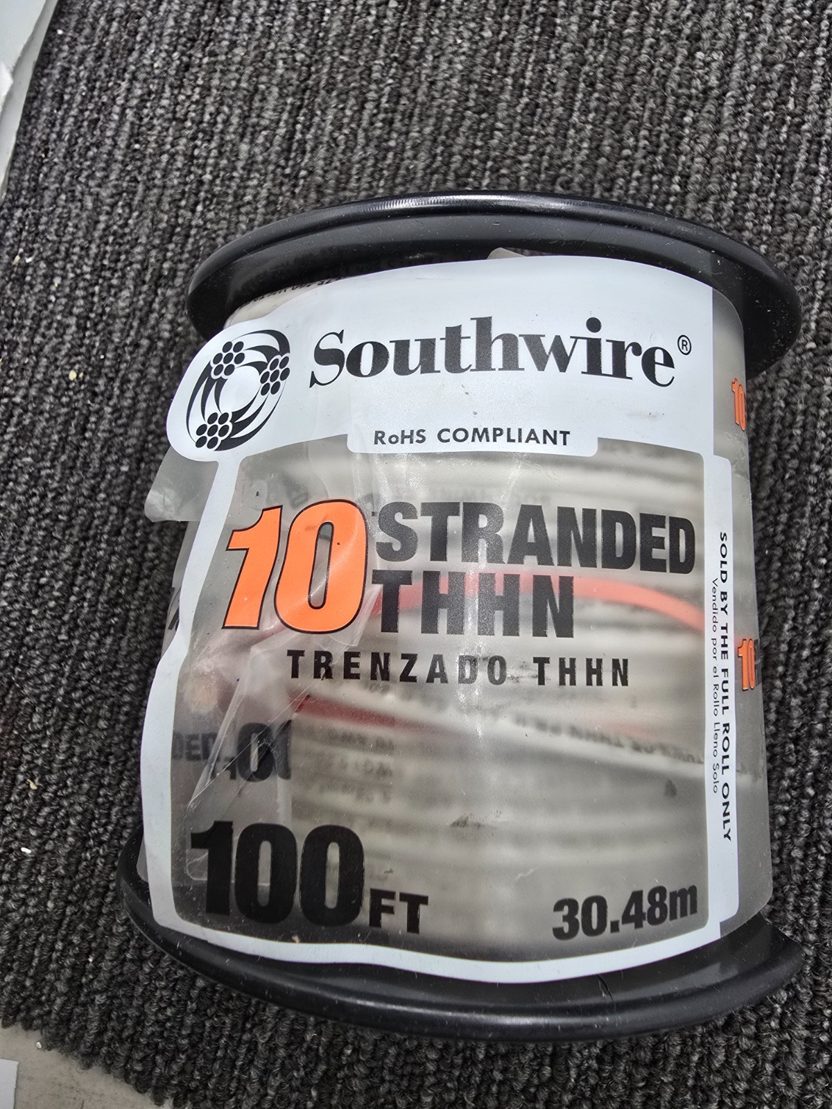 SouthWire 22974084: THHN 10 AWG 100ft White Stranded CU Building Wire