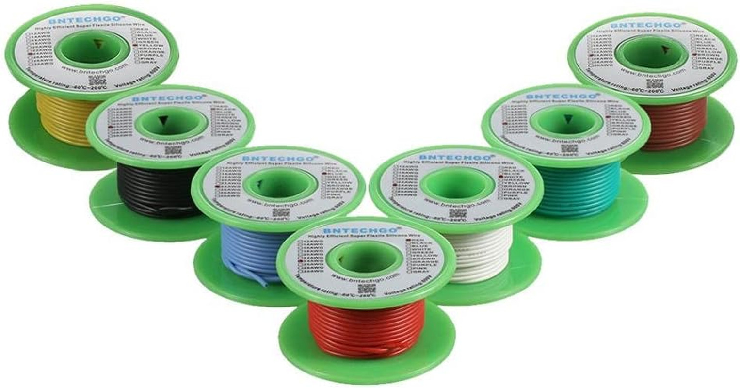 BNTECHGO 24 Gauge Silicone Wire Kit 7 Color Each 25 Ft Flexible 24 AWG Stranded