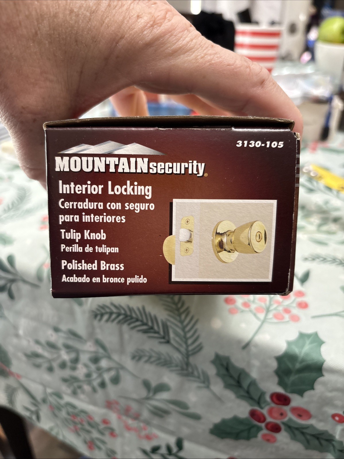Mountain Security Interior Locking Polished Brass Tulip Door Knob 3130-105 NIB