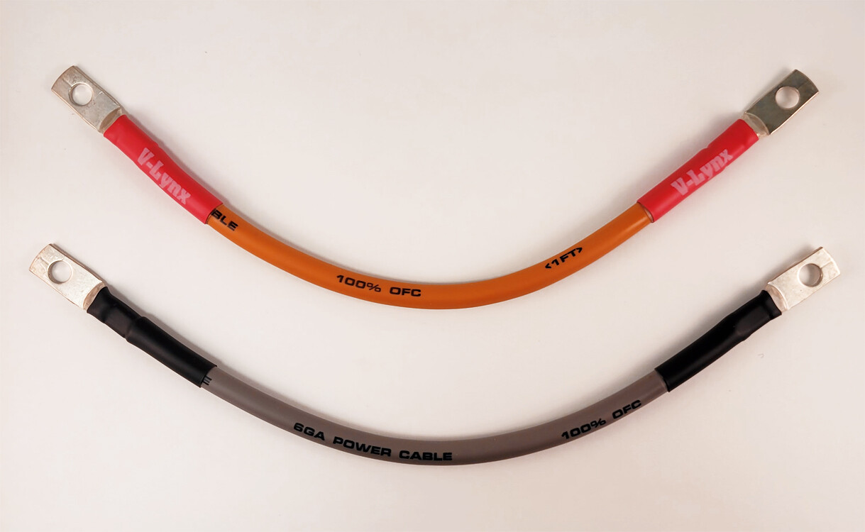 Interconnect Pair of 6 Gauge AWG 6GA Battery Cables Copper Wire for Backup RV