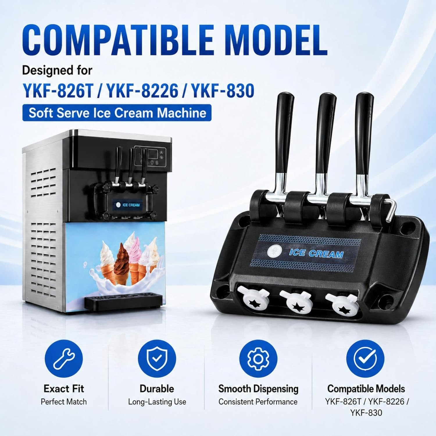 Discharge Faceplate Compatible with VEVOR YKF-826 Ice Cream Machine – Complete D