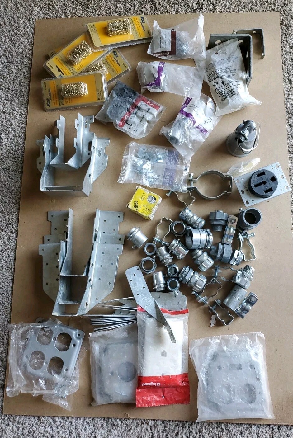 Junk Drawer Lot Mixed Electrical 220v Plug Conduit Fittings Fuses Joist Hangers