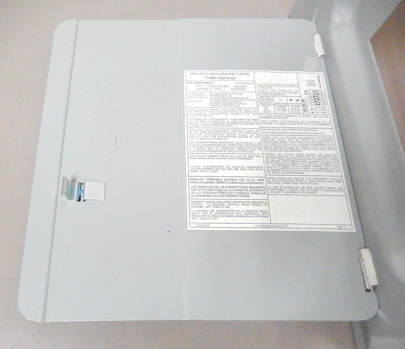 Front Cover For Cutler-Hammer BR1020B100S11 Loadcenter