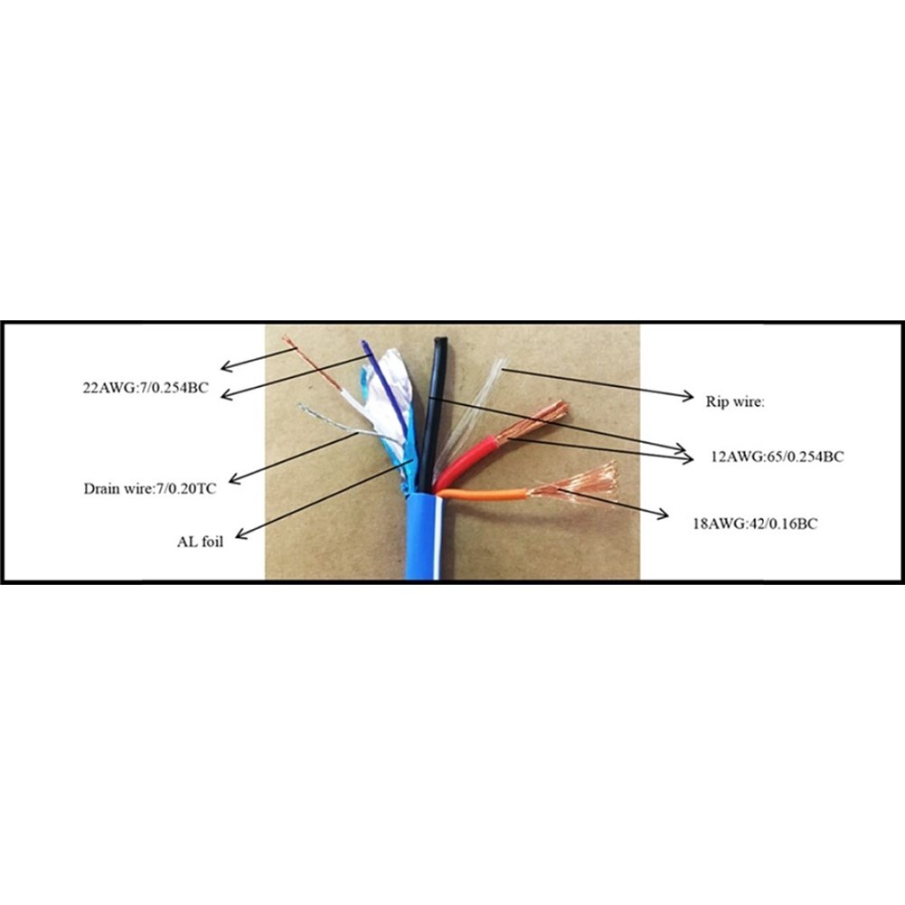1000FT 1P 22AWG/2C w/ Shield & Drain + 1P 12AWG/2C + 18AWG/1C Lutron Cable