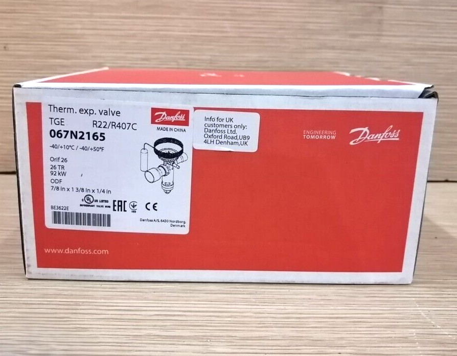 1PC- Danfoss 067N2165 Thermostatic expansion valve, TGE, R22/R407C- Brand New