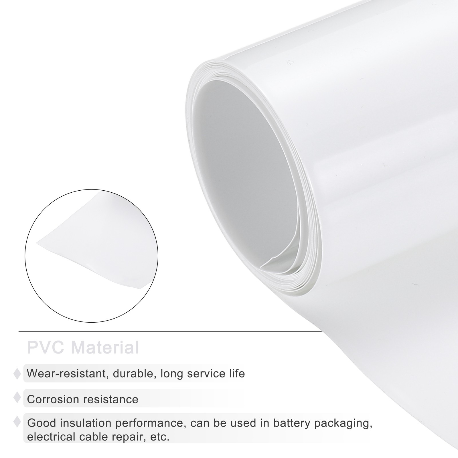 Battery Wrap Heat Shrink Tubing 35mm Dia 55mm Flat 8 Feet White