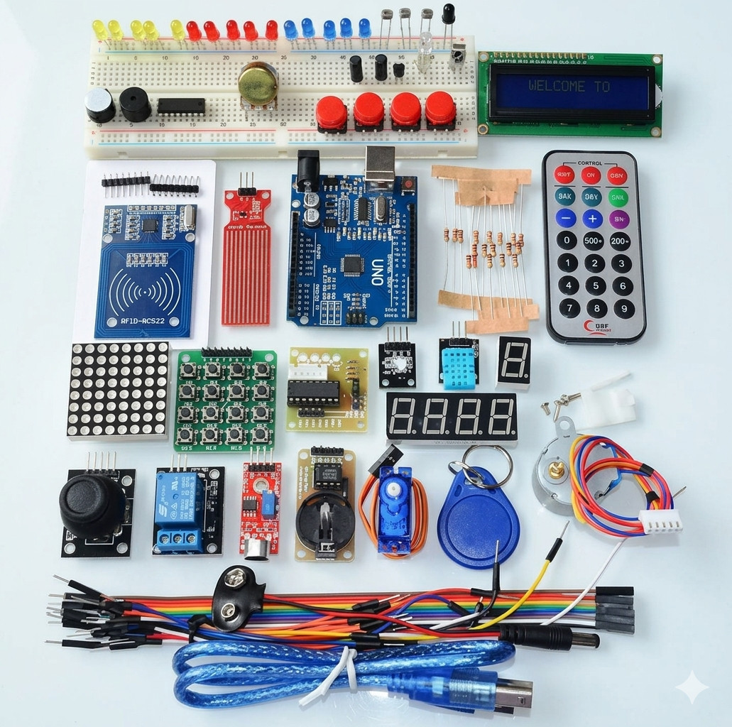 Arduino Uno R3 Starter Kit Electronic Prototyping LCD Sensors LED Breadboard