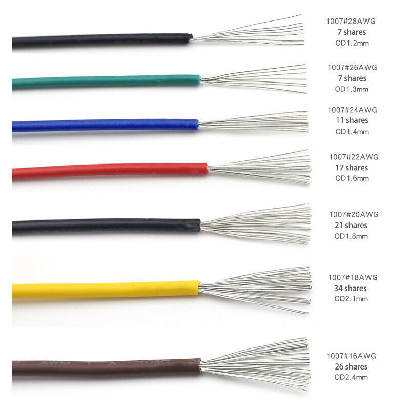 16AWG~30AWG Gauge Electric Wire Tinned Copper Flexible PVC Hookup Multicolor