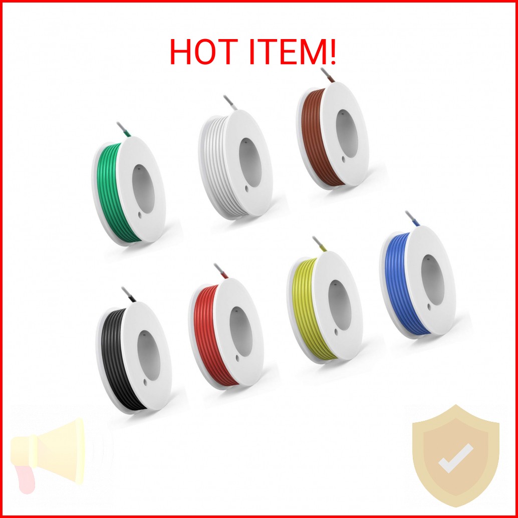 28 awg Silicone Electrical Wire Cable 7 Colors (42.6ft Each) 26Gauge Hookup Wire