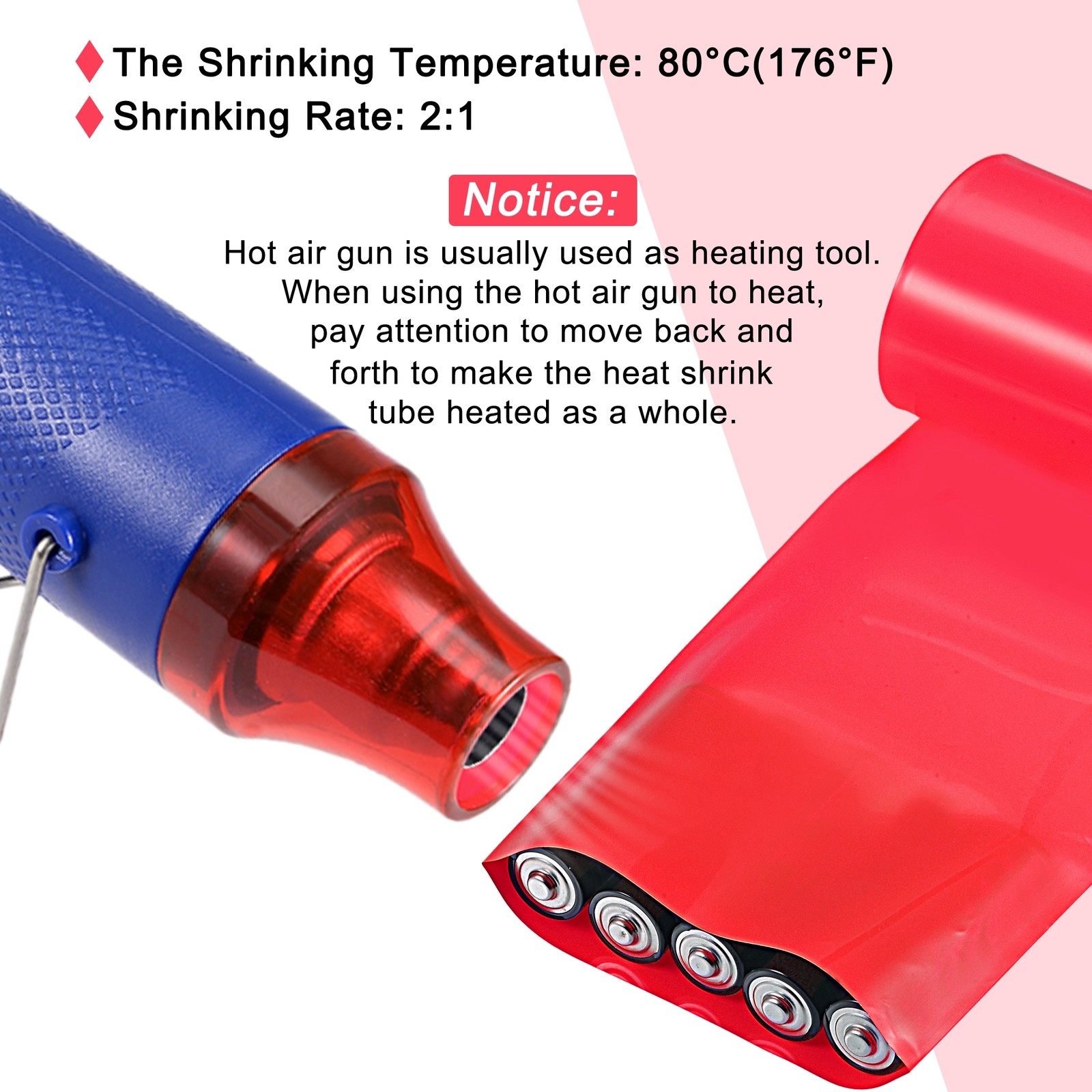Battery Wrap Heat Shrink Tubing 51mm Dia 80mm Flat 8 Feet Red