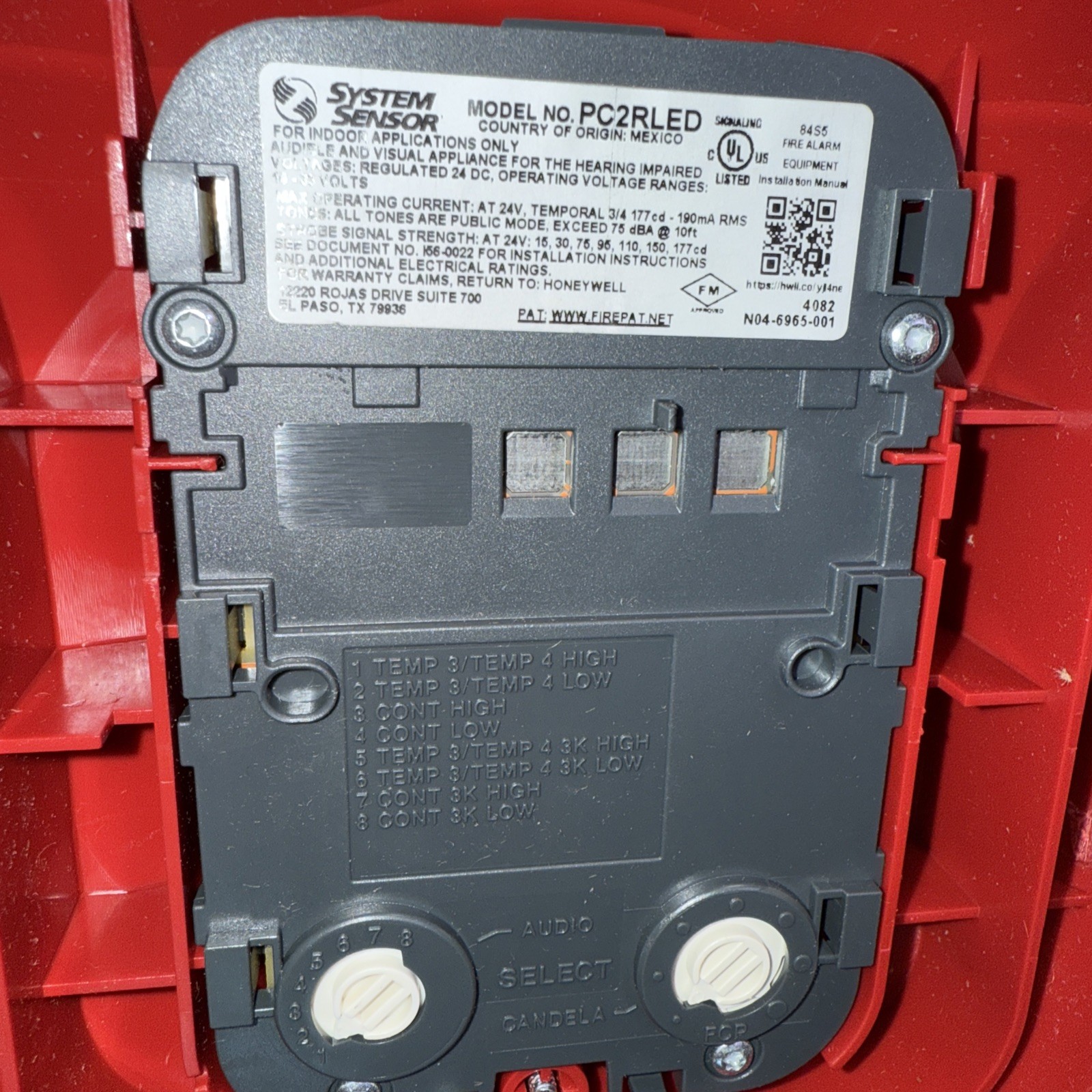 Fire Alarm System Sensor *READ* PC2RLED Ceiling Horn Strobe Red Audible Visual