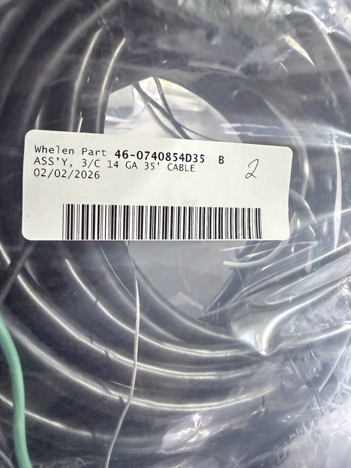Whelen 3/C 14 GA 35′ Cable Type 46-0740854D35 MPN