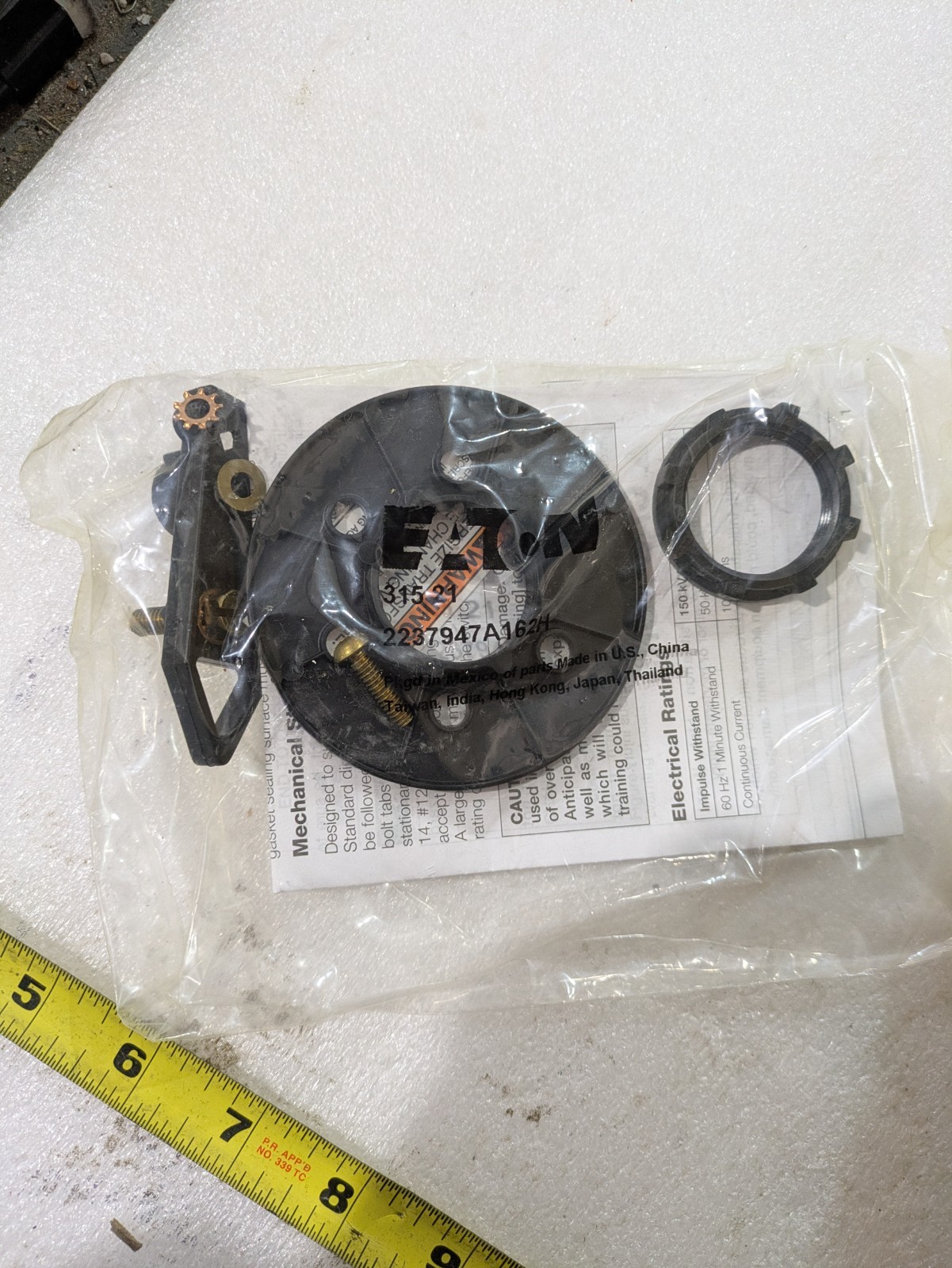 Eaton Cooper Power S800-57-1 2237947A162H Tap Changer Switch Hardware Kit 1/orde