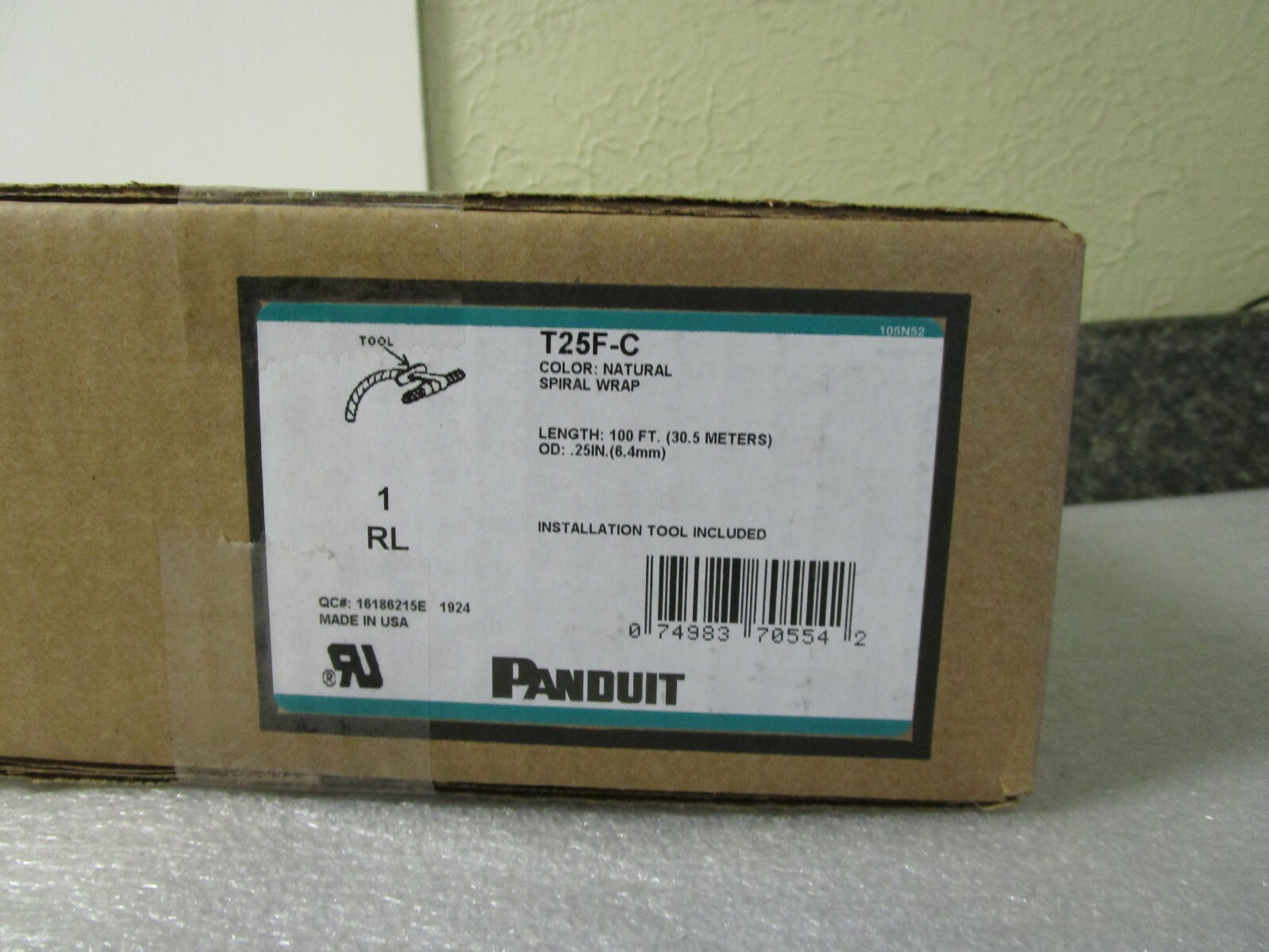 Panduit Spiral Wrap T25F-C 100 Feet OD .25 1/4″ – Natural Color
