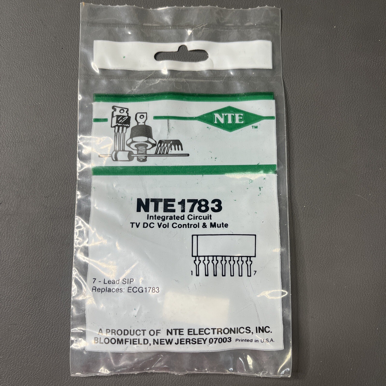 1 Each ~ NTE1783 ~ IC ~ TV DC VOLUME CONTROL/MUTE ~ 7-LEAD SIP ~ NOS