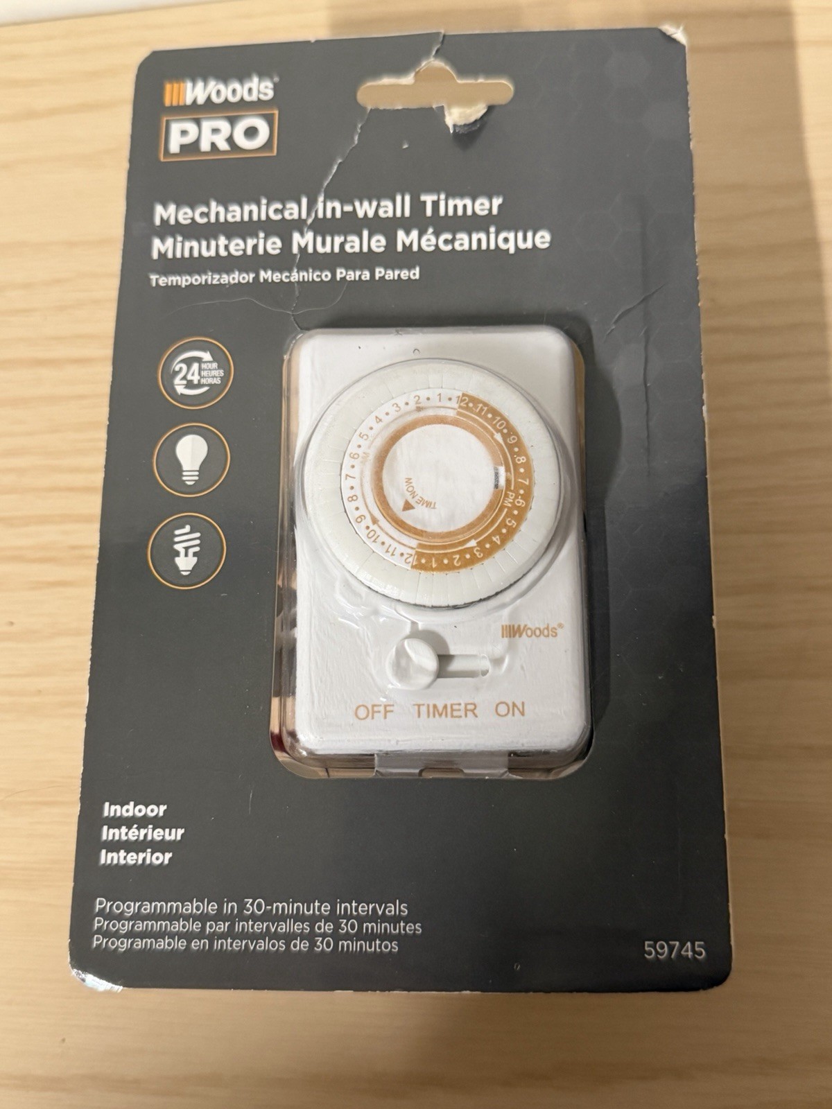 New Woods Pro 59745 24-Hour Mechanical In Wall Timer Indoor