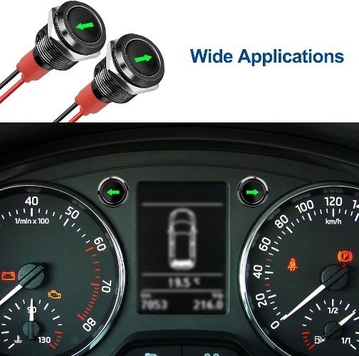 12mm 1/2 Metal Left Right Turn Indicator Light LED 12V 150m Color: Green(2Pcs）