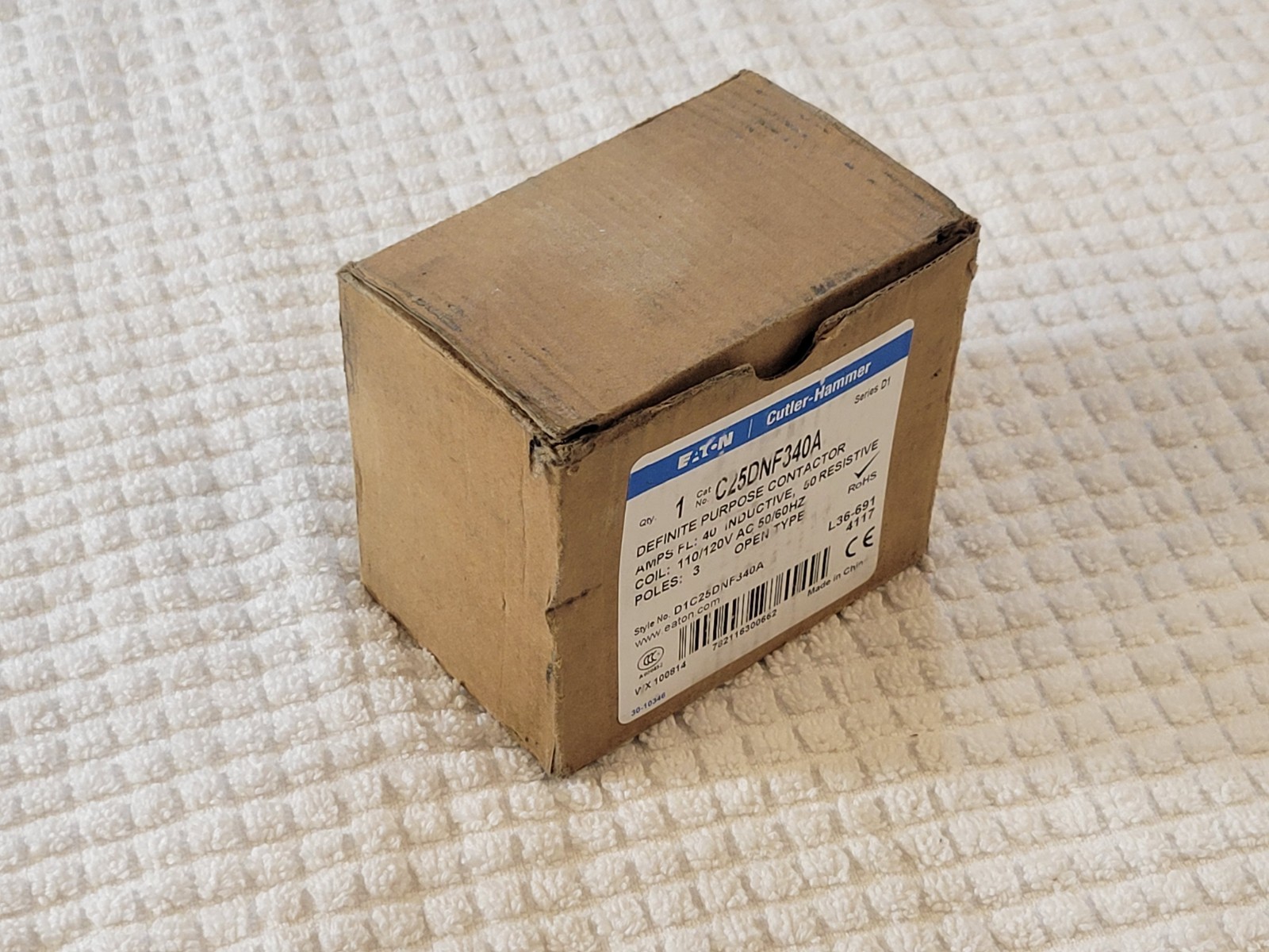 Eaton C25DNF340A 600V 40/60A Contactor New in Box style D125DNF340A Series D1