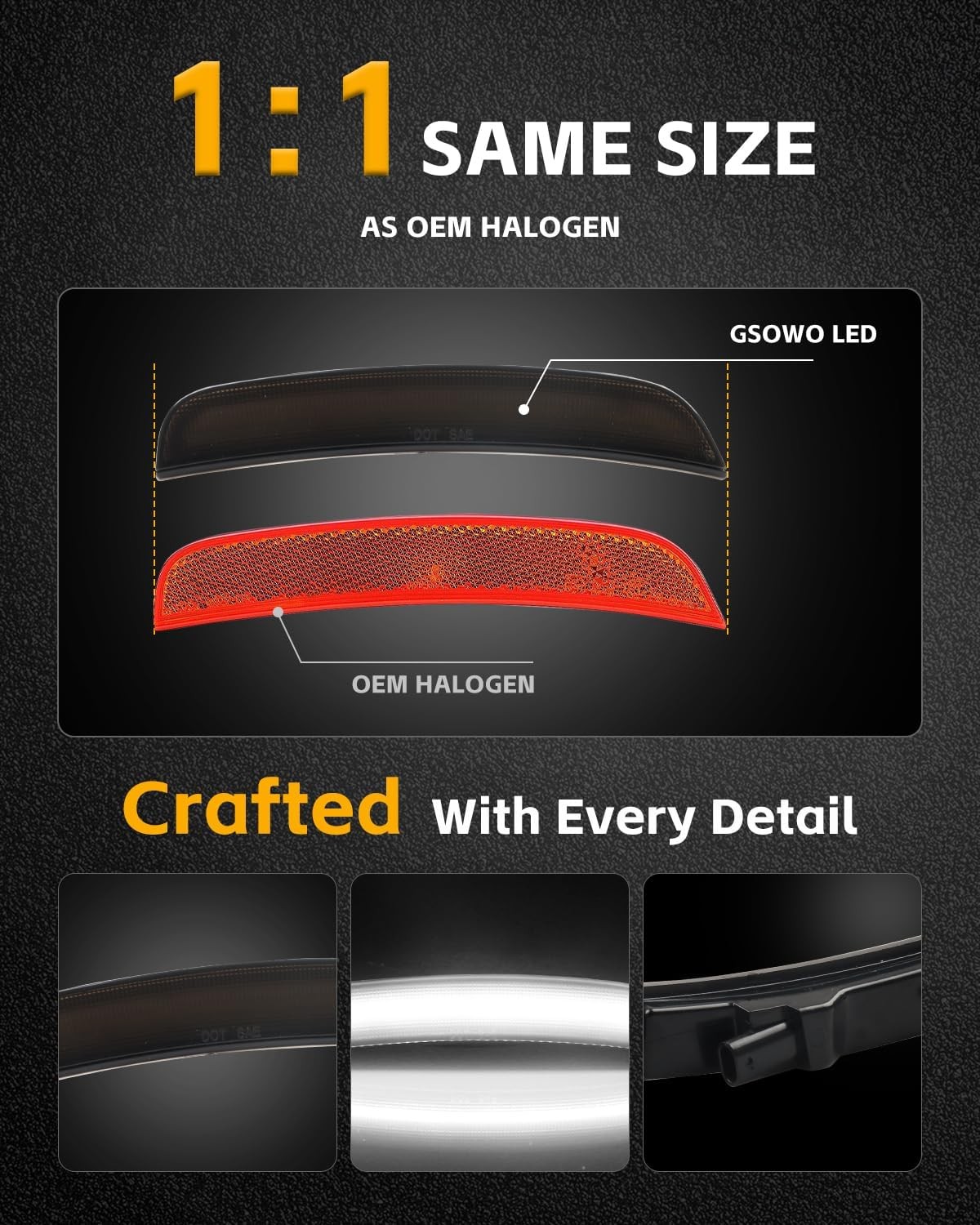 4 PCS LED Side Marker Light Kits for 300 2015-2024, Full LED Strip White Front