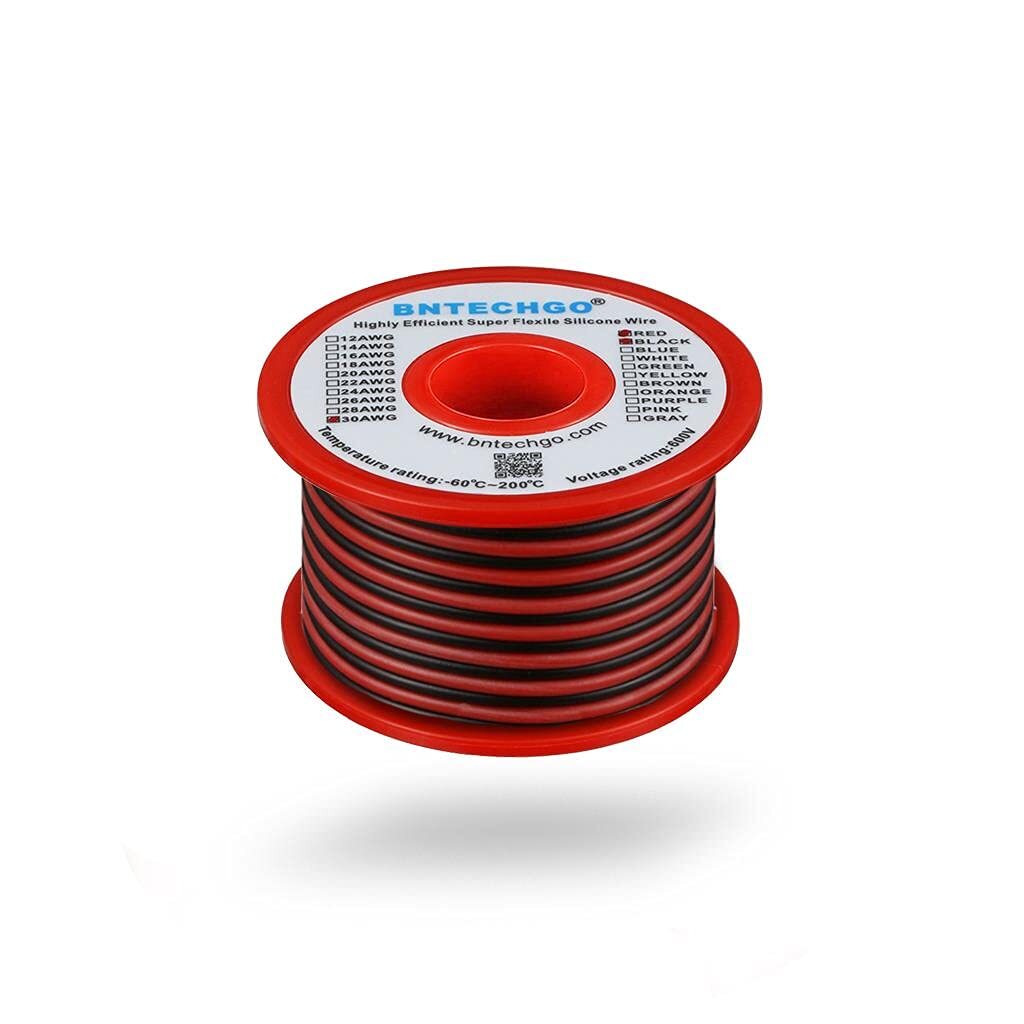 30 Gauge Silicone Wire 25Ft Red And Black Soft Copper Stranded Electric Wire