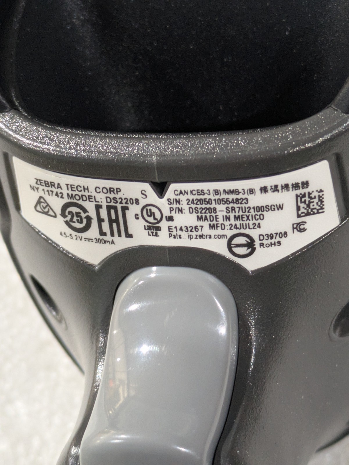 Zebra Symbol DS2208 Handheld 1D 2D Barcode Scanner USB Wired Imager Black Cable