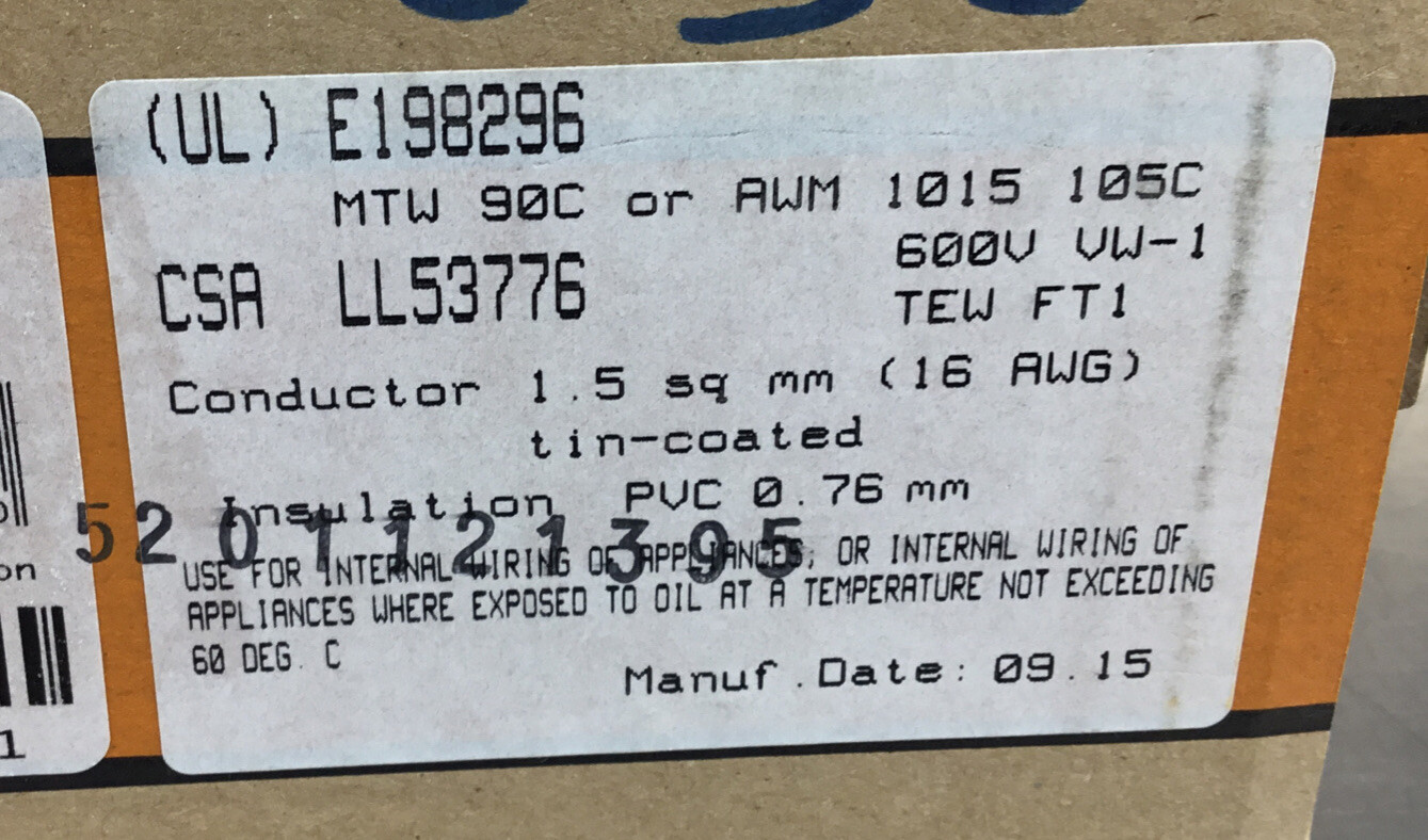Lapp Kabel X07V-K 1X1.5 TINNED BLUE-WHITE Wire 6B-1
