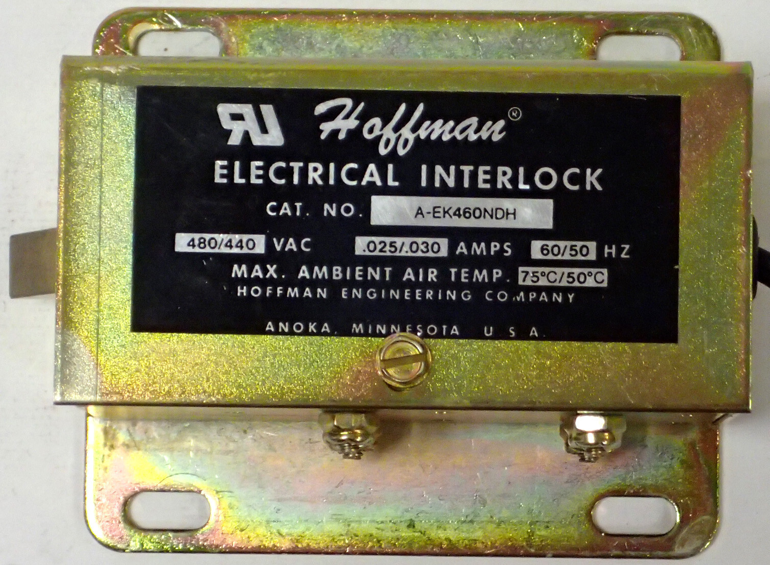HOFFMAN A-EL460NDH ELECTRICAL INTERLOCK 480/440Vac .025/.030A