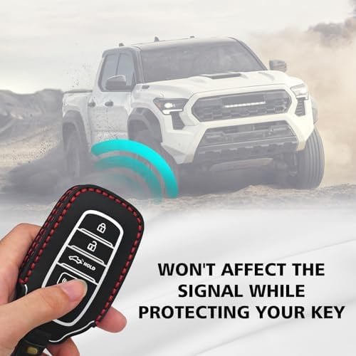 Muslogy Key Fob Cover Leather Case Compatible with Toyota Tacoma 2024 2025 20…
