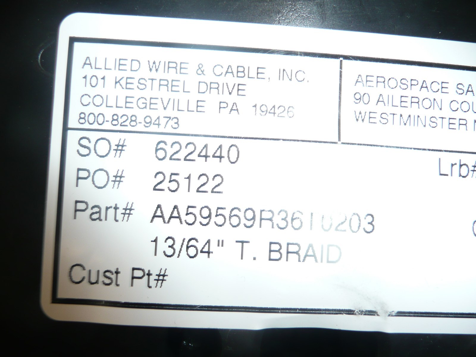 Allied Wire AA59569R36T0203 11Awg 13/64 in Tubular braid Approx 42FT