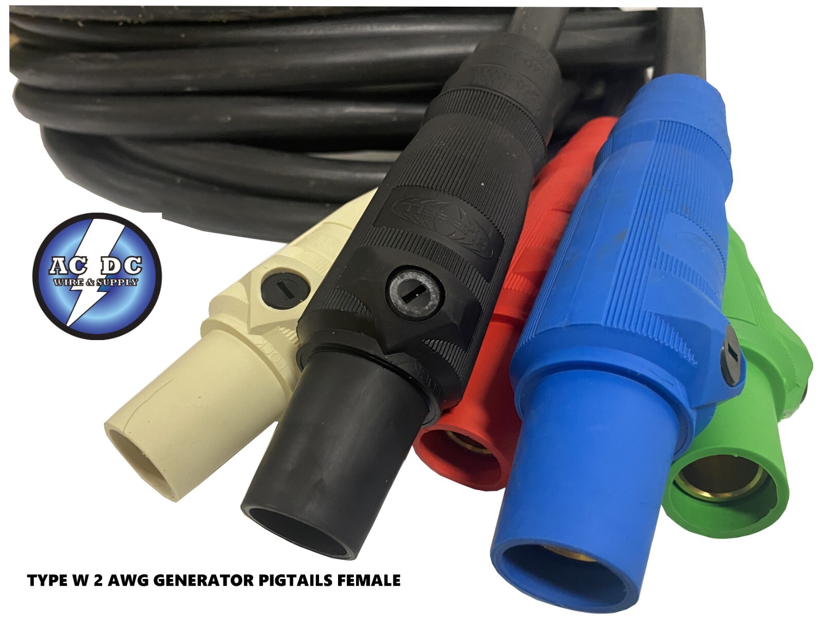 2 AWG, 190 Amp, Type W Generator Cable, CAM Extension, YOU CHOOSE.