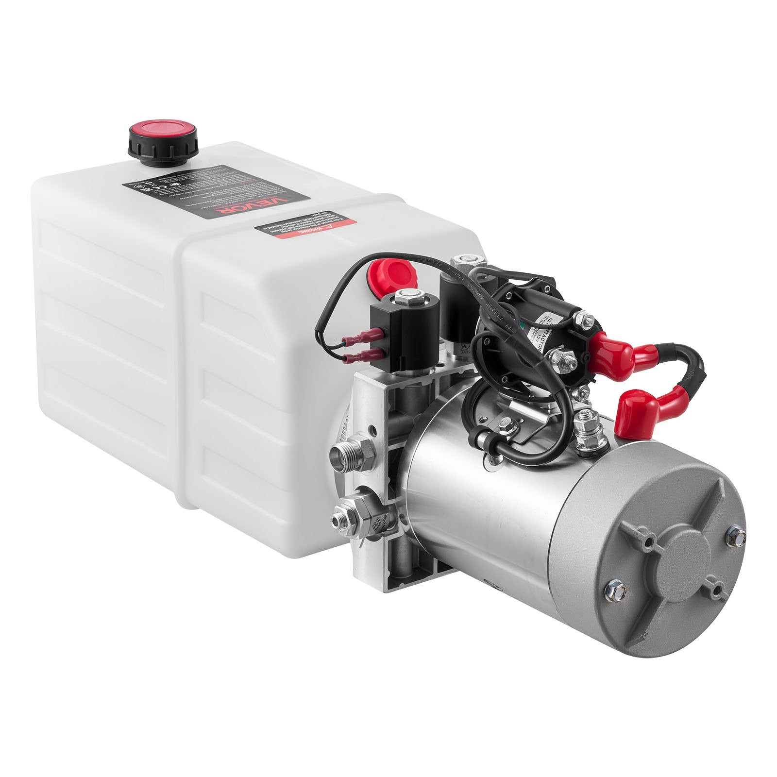6 Quart 12V Double Acting Hydraulic Power Unit Dump Trailer Pump White