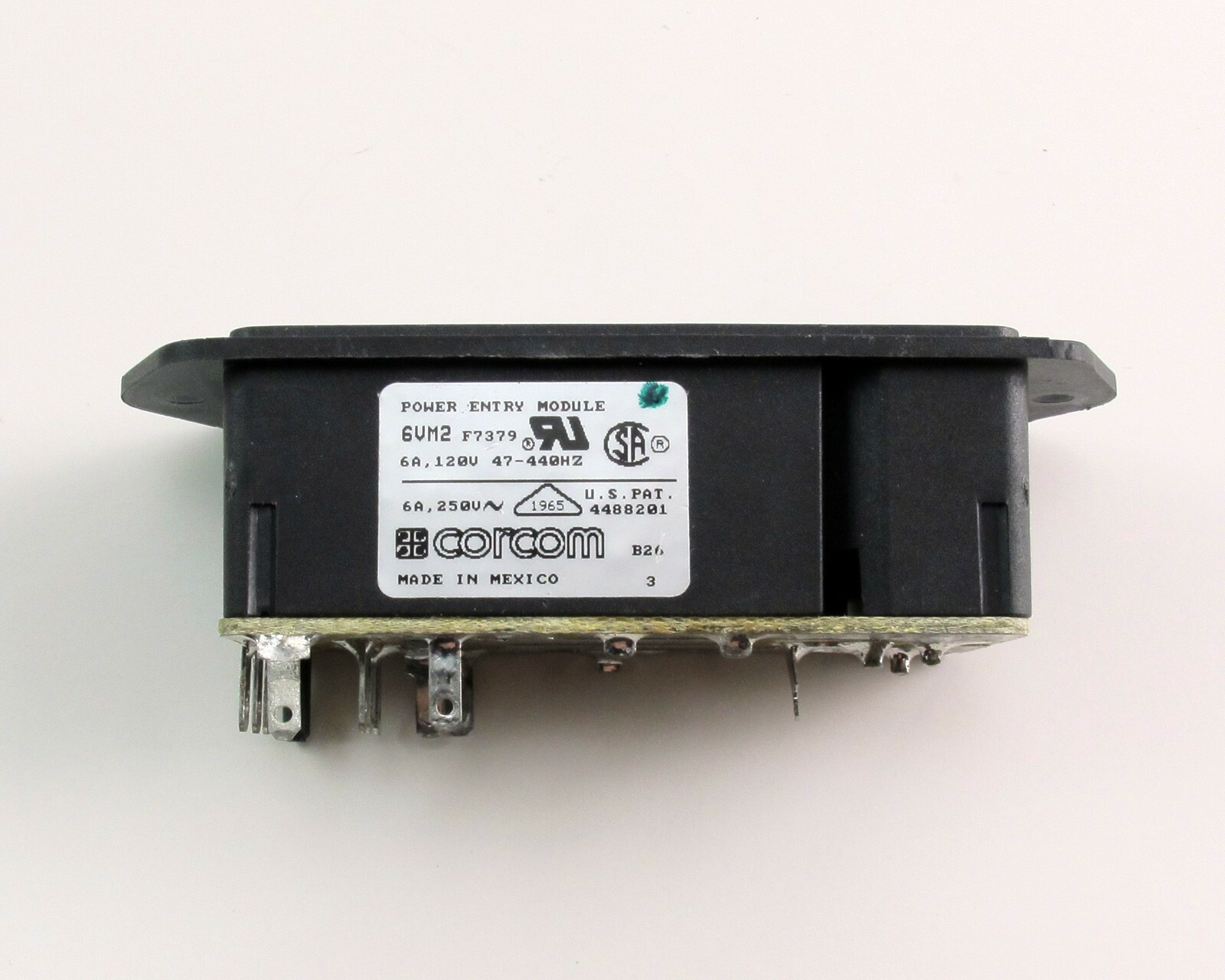 Corcom 6VM2 Power Entry Module 6A, 120/250VAC, 47 to 440 Hz