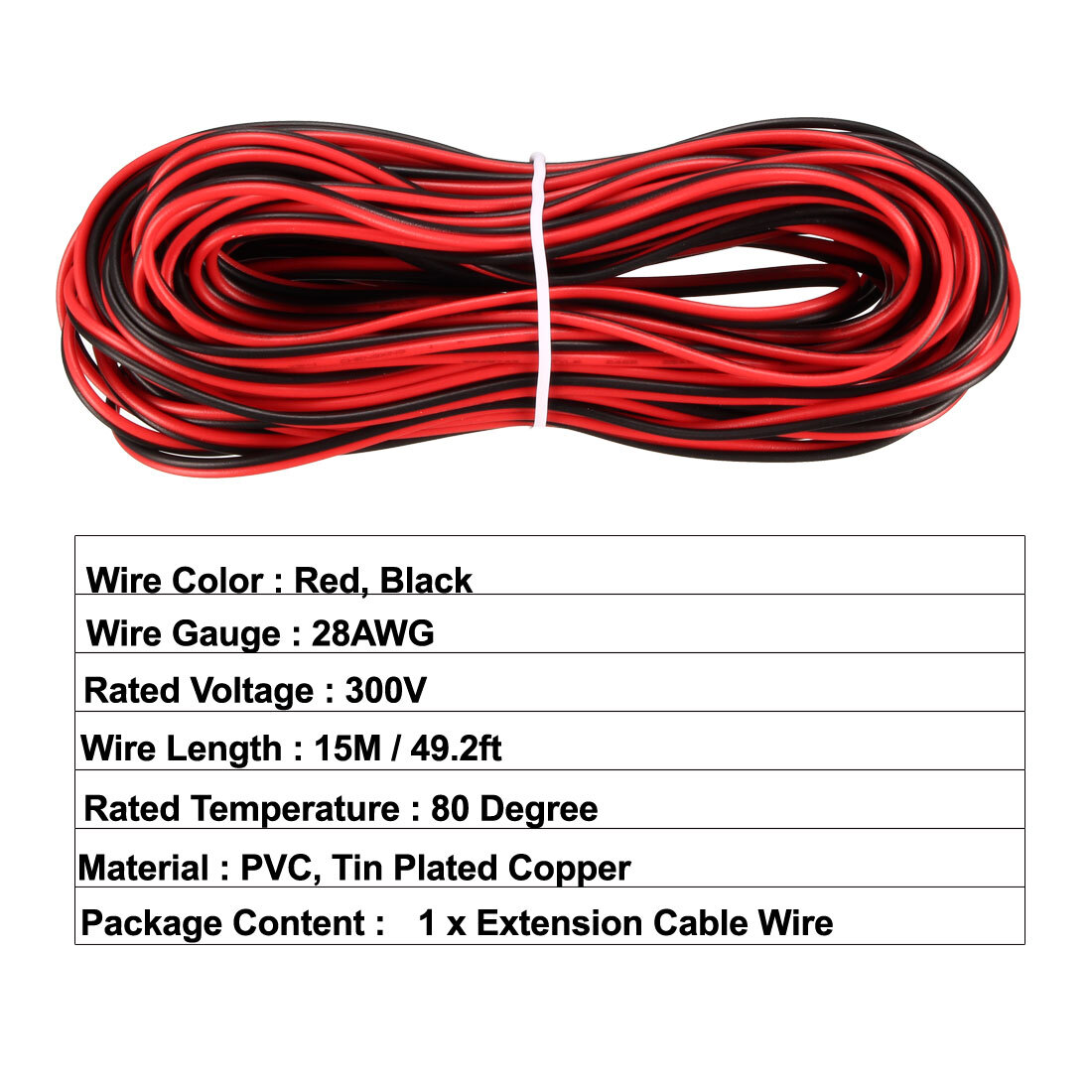 2pin Extension Cable Cord 28AWG Parallel Wire Tin Plated Copper for Strip Light