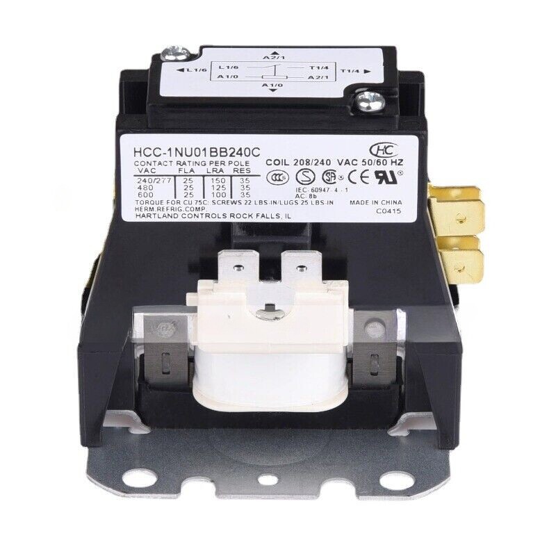 1X 208V/240V 25A Single Phase HCC-1NU01BB240C Air Conditioner AC Contactor