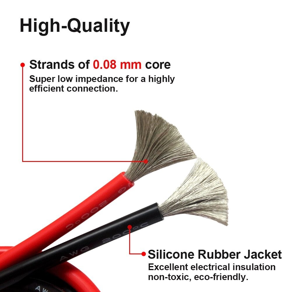 20 Gauge Silicone Wire Spool 40 Feet, Ultra Flexible High Temp 200 deg C 600V 20