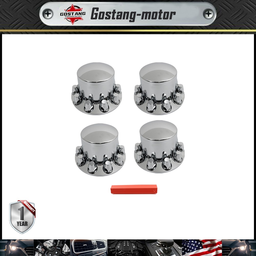 ABS Plastic Set of 4 Rear Chrome Wheel Axle Hub Cover Kit Semi 33MM Nut Covers