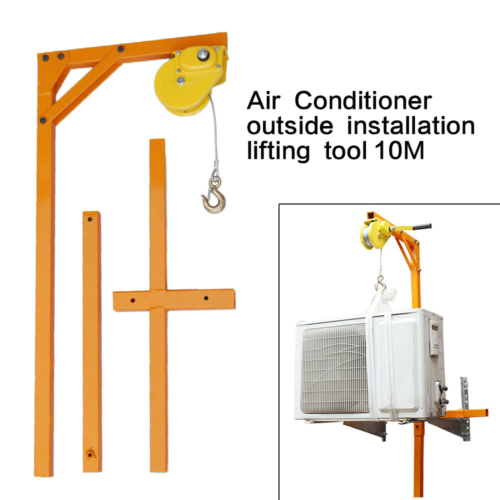 A/C AC Air Conditioner External Unit Lifting Tool Set w/ Hanger Pulley 10m Ropes