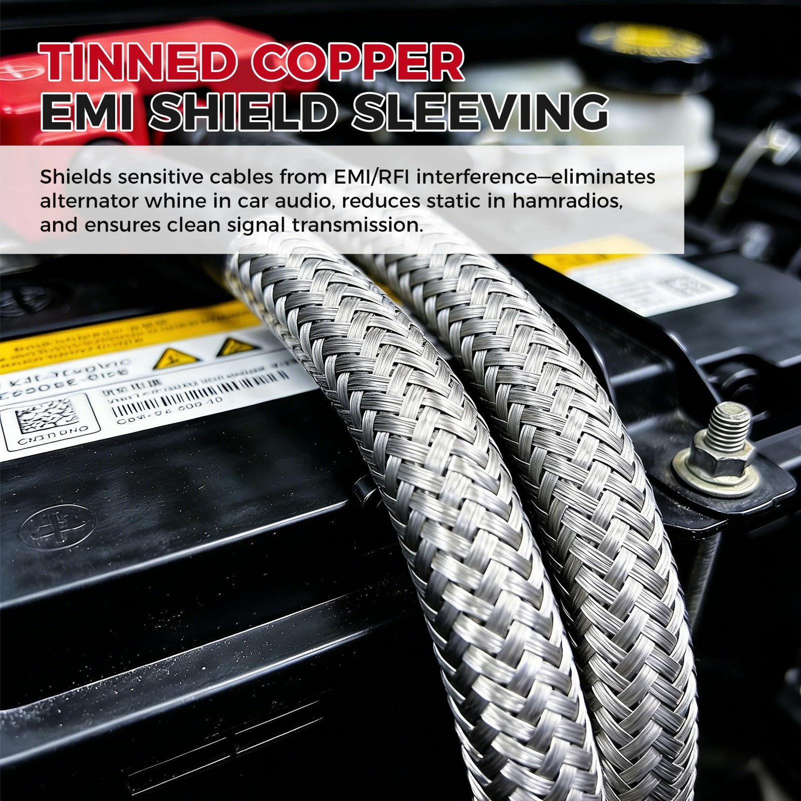 Tinned Copper Grounding Braid Straps – 15ft Shielding Wire, 1/2″ Wide, 0.32″ ID