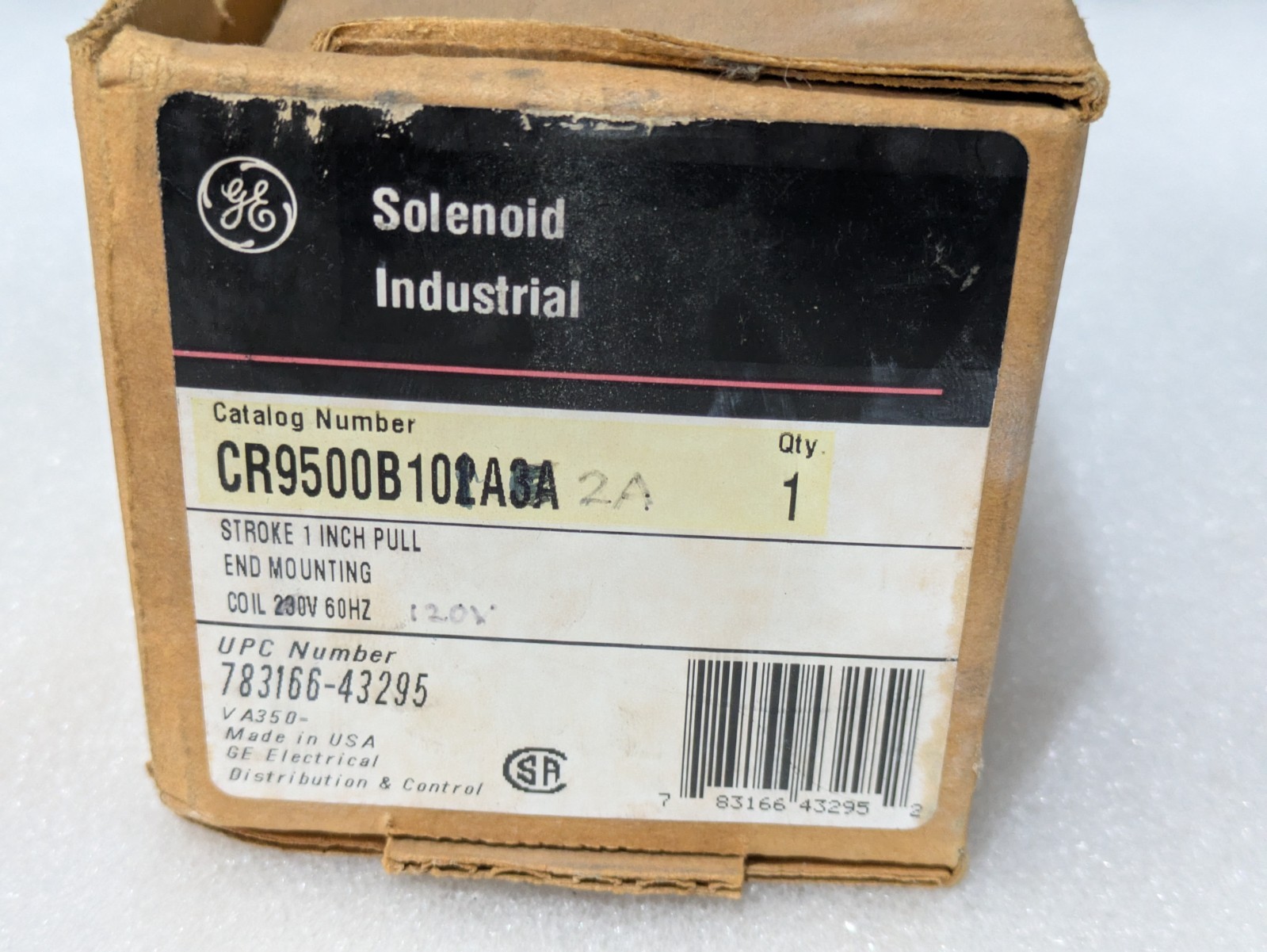 GENERAL ELECTRIC SOLENOID CR9500B102A3A CR9500 115V (BOX OF 1)60HZ 600VOLTS