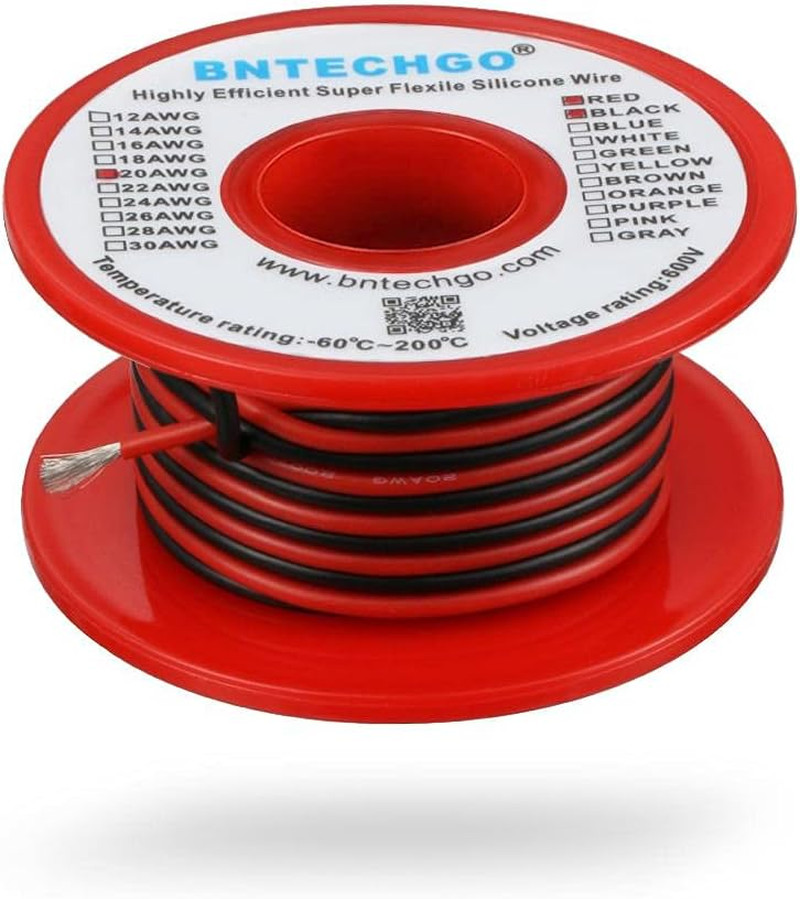 20 Gauge Silicone Wire Spool Red and Black Each 25Ft 2 Separate Wires Flexible 2