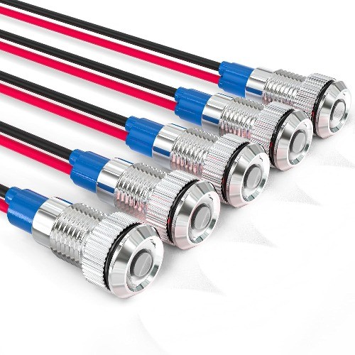 Energy Saving Indicator Light LED Panel Mount 12V 24V 110V 20mA 8mm Hole White