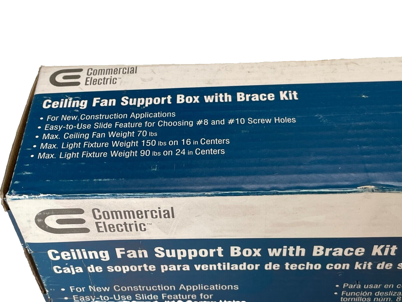 COMMERCIAL ELECTRIC 398995 Ceiling Fan Support Box w/ Brace Kit *NIB*