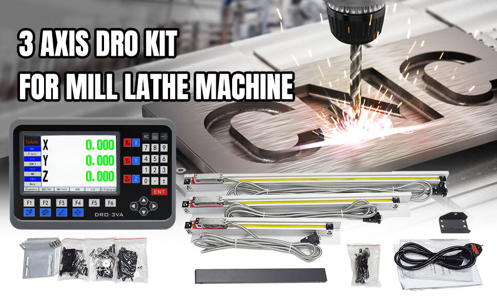 LCD DRO Kit +Linear Scales 2 Axis 3 Axis Digital Readout Display for Mill Lathe